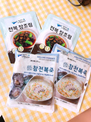 바다는다웰빙이다 완도사랑 전복죽 250g - 2팩 + 전복장조림 2팩 — 2점을 준 리뷰어가 2020년 8월 올린 사용 사진