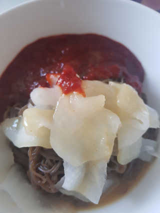 [해주냉면] 신천맛집 매운 비빔냉면 2인분 + 무절임 — 5점을 준 리뷰어가 2020년 5월 올린 사용 사진