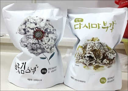 전주 눈꽃 김스낵 4팩 김 다시마 황태 리뷰 사진