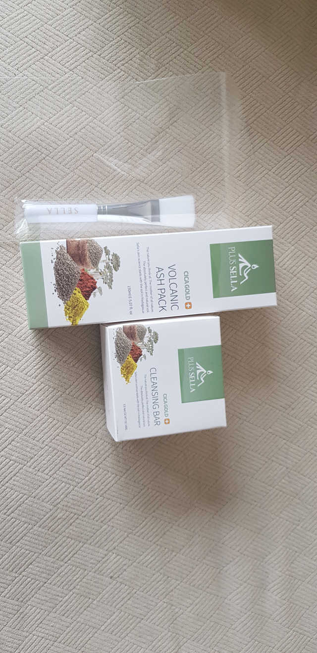 플러스셀라 시카골드 클렌징바 화산재팩 세트 리뷰 사진