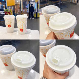 한국맥도날드 맥도날드 빨대가 필요없는 뚜껑이 — 5점을 준 리뷰어가 2020년 10월 올린 사용 사진