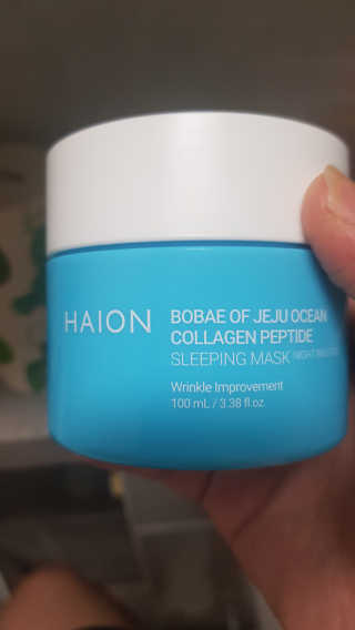 바르는콜라겐 하이온 제주바다보배 슬리핑마스크 100mL — 5점을 준 리뷰어가 2020년 6월 올린 사용 사진