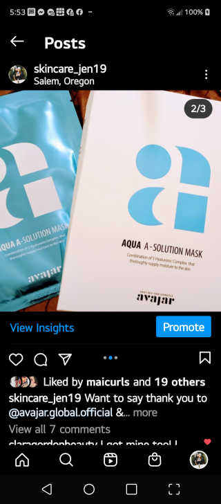 Avajar A-Solution 마스크 — 5점을 준 리뷰어가 2021년 1월 올린 사용 사진