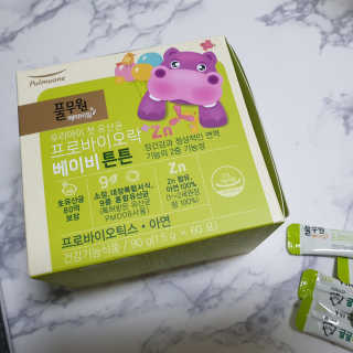[풀무원베이비밀] 프로바이오락 베이비 튼튼 유산균 — 5점을 준 리뷰어가 2020년 8월 올린 사용 사진