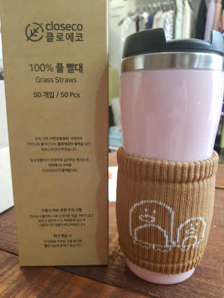 클로에코 친환경 풀빨대와 폐플라스틱 컵홀더 — 5점을 준 리뷰어가 2020년 8월 올린 사용 사진