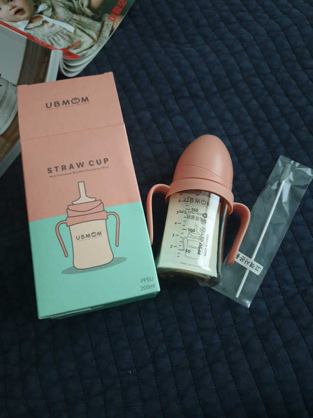 유비맘 샘방지 PPSU 빨대컵_컬러 랜덤 발송 리뷰 사진