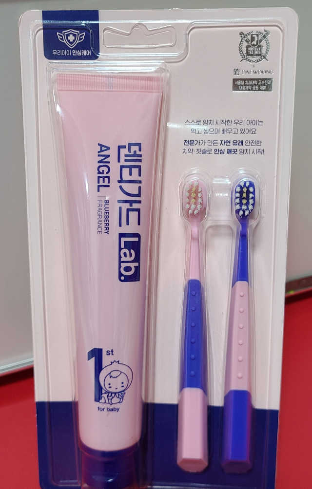 [덴티가드랩] 3-6세 엔젤 아기 칫솔, 치약 패키지 리뷰 사진