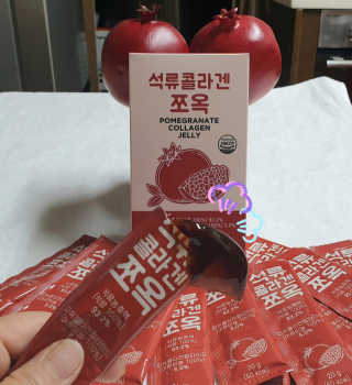 조은약초 석류콜라겐 석류즙 석류쪼옥 젤리 스틱 15포 x 20g — 5점을 준 리뷰어가 2020년 7월 올린 사용 사진