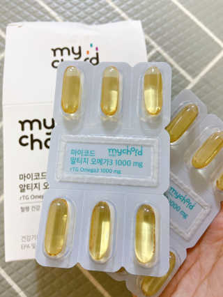 JW중외제약 마이코드 알티지 오메가3 1000 mg — 4점을 준 리뷰어가 2020년 8월 올린 사용 사진