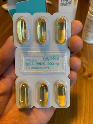 JW중외제약 마이코드 알티지 오메가3 1000 mg — 4점을 준 리뷰어가 2020년 8월 올린 사용 사진