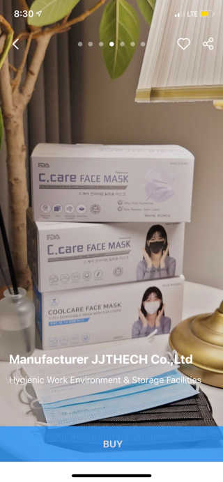 C.Care 프리미엄 3겹 페이스 마스크 50개 상자 포함 피부 친화적인 부드러운 안감 Made in Korea FDA 승인 — 4점을 준 리뷰어가 2021년 1월 올린 사용 사진