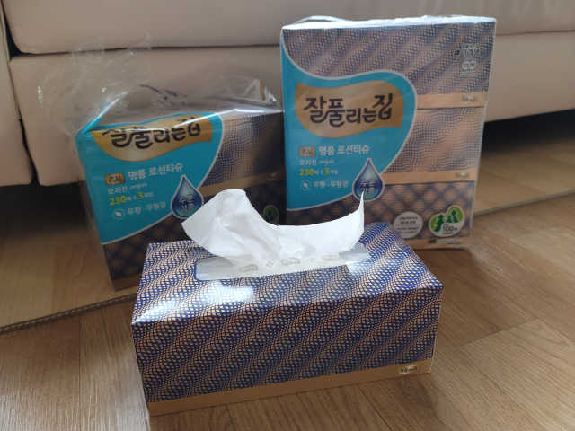 잘풀리는집 부드러운 모이스처 보습 미용 티슈 230매 리뷰 사진