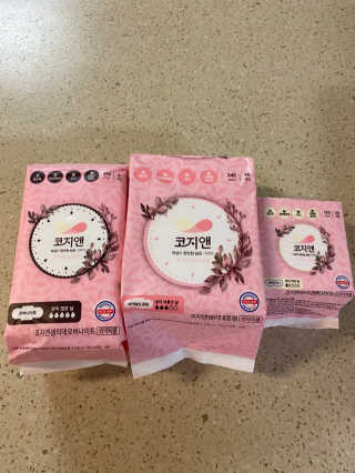 코지앤 생리대 체험 패키지 — 4점을 준 리뷰어가 2020년 10월 올린 사용 사진