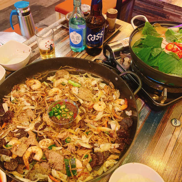[순대싸롱 미아점] 순대곱창전골 + 백순대철판볶음 1인 리뷰 사진