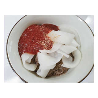 [해주냉면] 신천맛집 매운 비빔냉면 2인분 + 무절임 — 4점을 준 리뷰어가 2020년 5월 올린 사용 사진