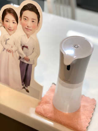 안도 굿티스 자동손소독기+리필액+극세사천 포함 — 5점을 준 리뷰어가 2020년 9월 올린 사용 사진