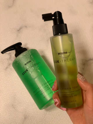 워샤 쑥테라피 딥스칼프 샴푸 500ml + 헤어토닉 150ml — 5점을 준 리뷰어가 2020년 5월 올린 사용 사진