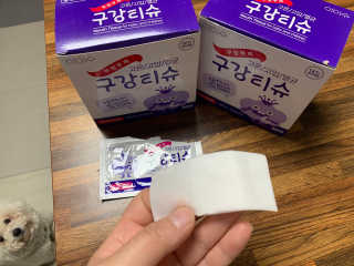 100도 이상에서 삶아 멸균 안심 아이수 구강 티슈 — 5점을 준 리뷰어가 2020년 11월 올린 사용 사진